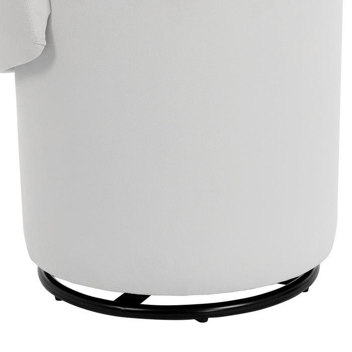 Barrel Chair With Built In Storage, 360° Swivel - Beige