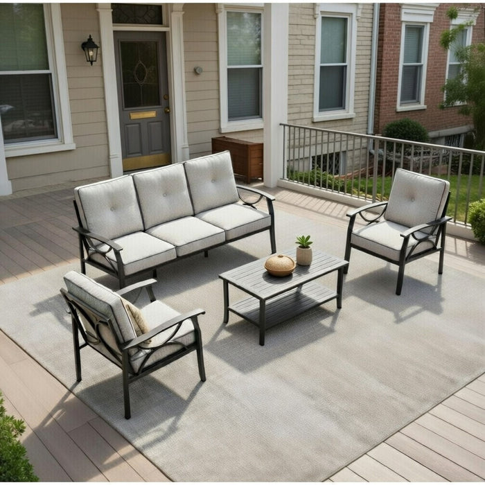 Patio Furniture Set With Coffee Table And Cushions For Backyard