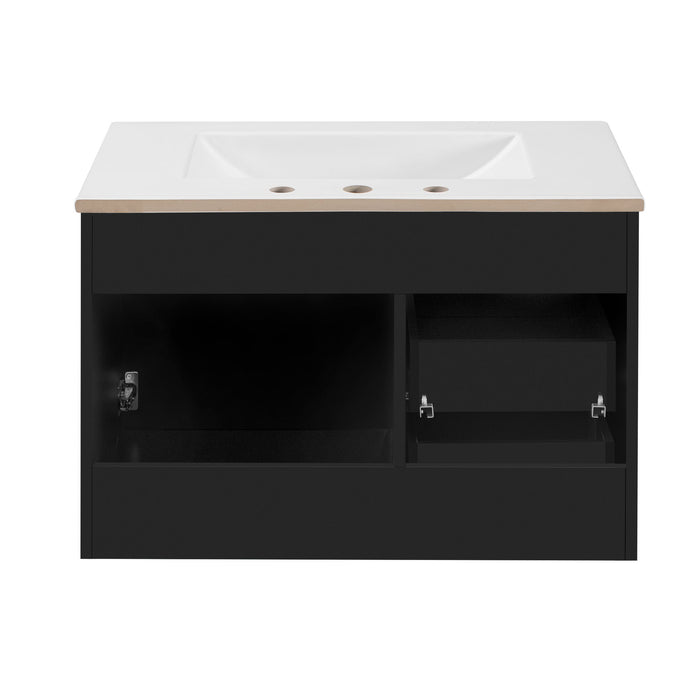 Wall Mounted Bathroom Cabinet With Side Cabinet Combo With Soft-Closing Doors And Drawers, Ceramic Sink