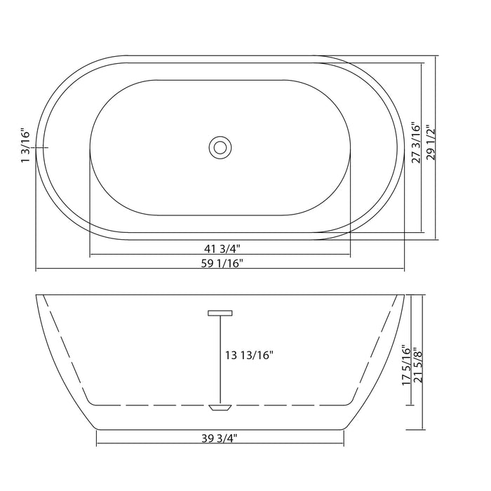 Elegant Oval Freestanding Bathtub, Overflow & Pop Up Drain