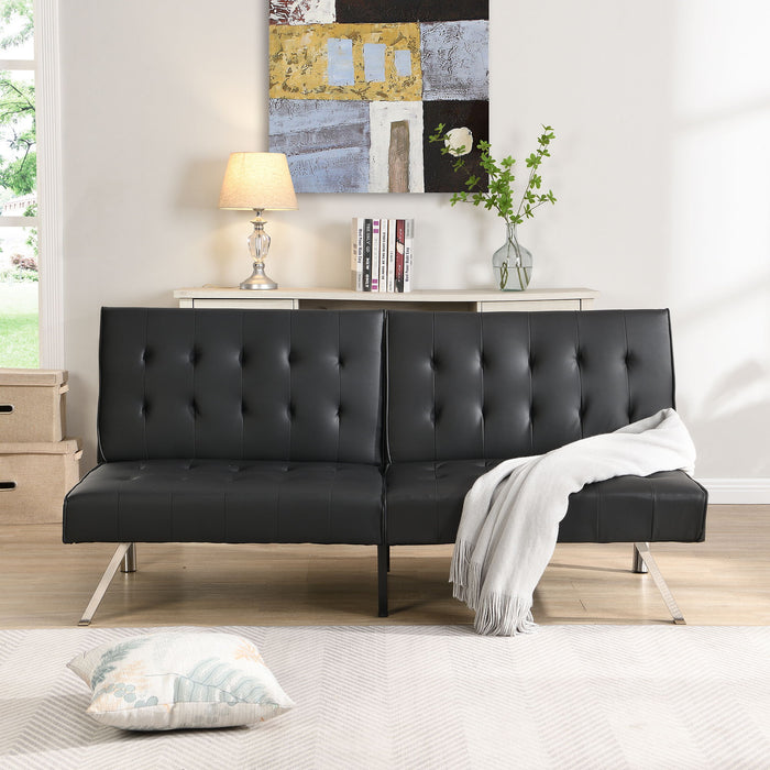 Contemporary Wood Frame Sofa Bed With Stainless Legs - Black