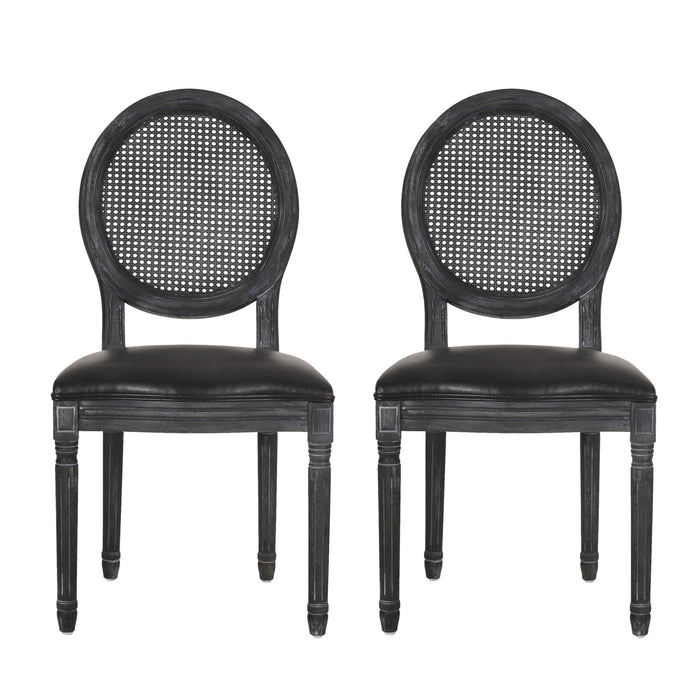 French Country Dining Chair With Cane Backrest (Set of 2)