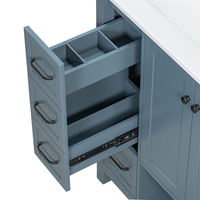 Bathroom Vanity With Sink Top, Bathroom Vanity Cabinet With 2 Doors And 2 Drawers, Open Shelf