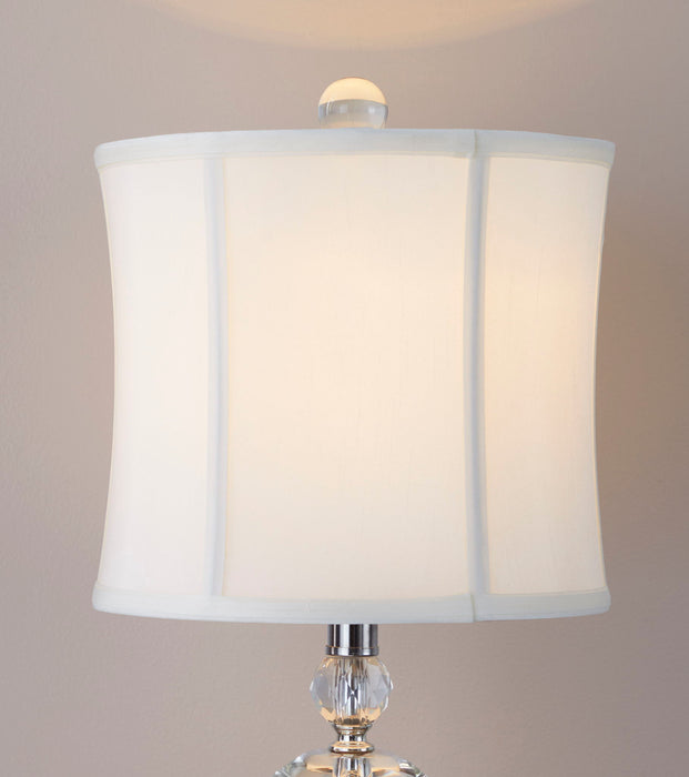 Karat - Contemporary Crystal Table Lamp (Set of 2) - Clear Crystal / Chrome / White Softback