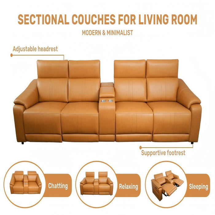 Modular Sofa With Recliners And Cup Holders Sectional Set