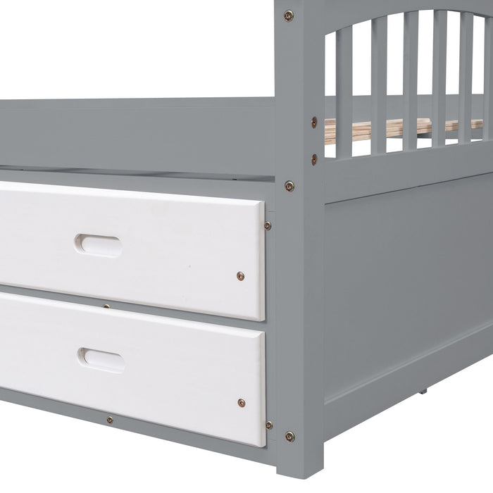 Platform Storage Bed Solid Wood Bed With 6 Drawers