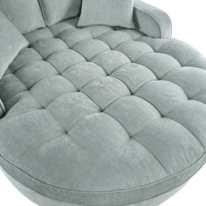Modern Chaise Lounge Upholstered Sofa Couch With Tufted Seat And Detachable Pillows For Living Room