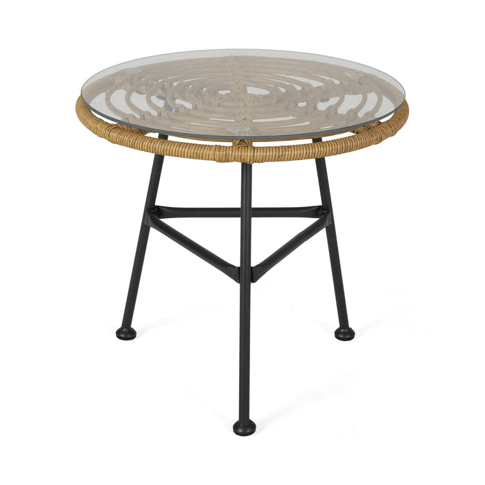 Petrichor - Outdoor Side Table With Tempered Glass And Steel Frame