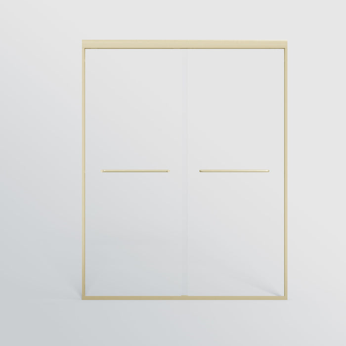 Double Sliding Shower Door, Semi-Frameless Bypass Bathroom Sliding Door With 1/4" (6 Mm) Tempered Glass For Walk-In Shower