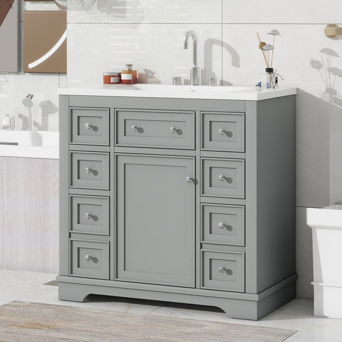Modern Bathroom Vanity With Sink Combo, 6 Drawers And 1 Cabinet