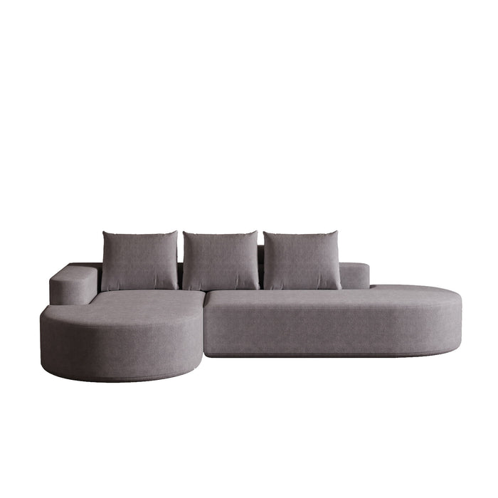 Modern Curved Sofa, L-Shaped Modular Sectional Set With 3 Pillows