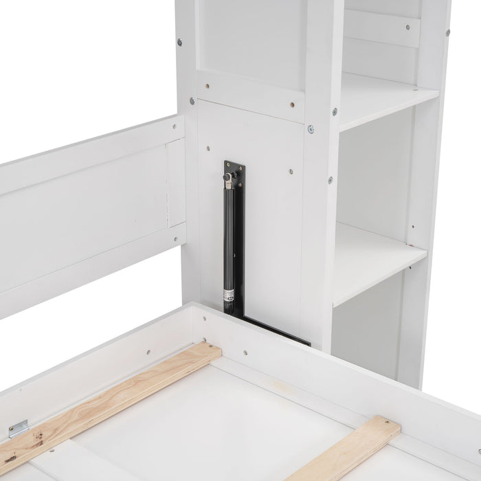 Wall Murphy Bed With Shelves And LED Lights