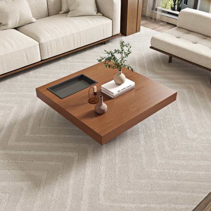 Square Floating Coffee Table For Living Room - Dark Walnut