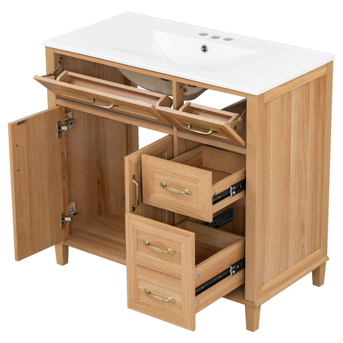 Bathroom Vanity With Sink, Soft Close Doors & Drawers - Wood