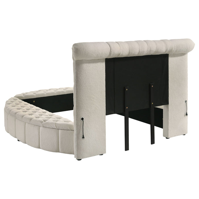 Santiago - Upholstered Round Storage Bed With Built In Charging Ports