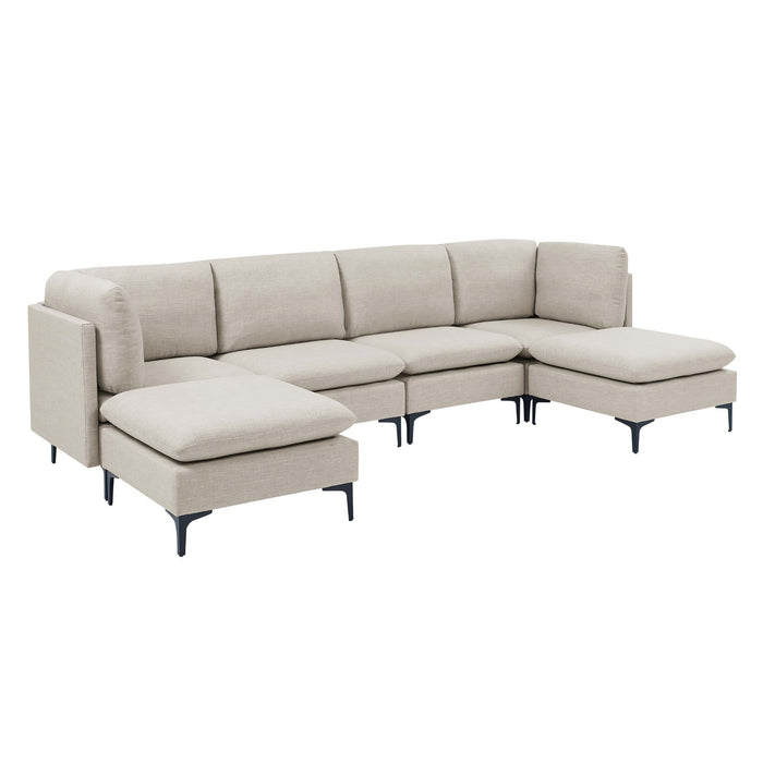 Upholstered Modular Sectional With Medium Firm Seat Cushion - Almond