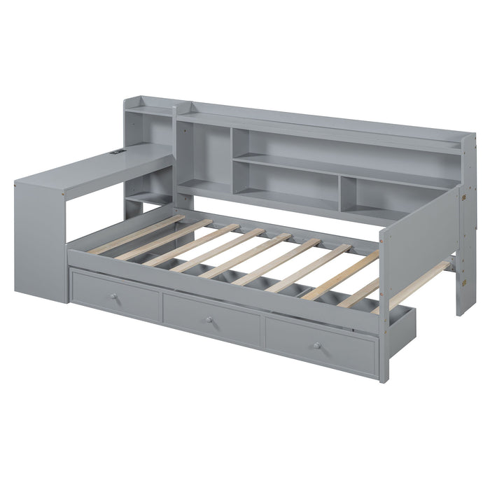 Daybed With 3 Drawers USB Ports And Desk