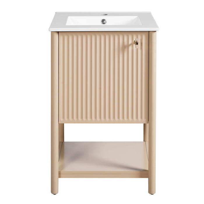 Bathroom Vanity With Sink, Freestanding Single Cabinet Set - Cream White