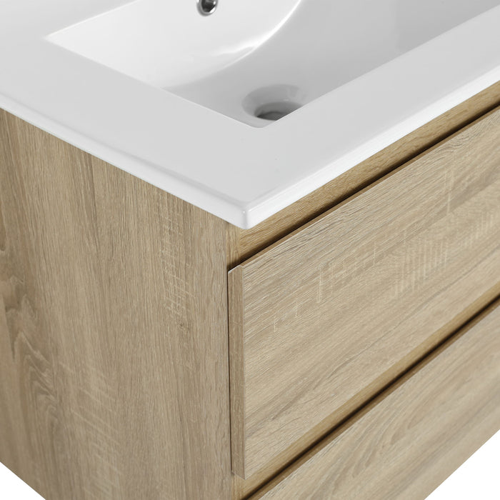 Wall Mounted Bathroom Vanity & Sink, 2 Soft Close Drawers