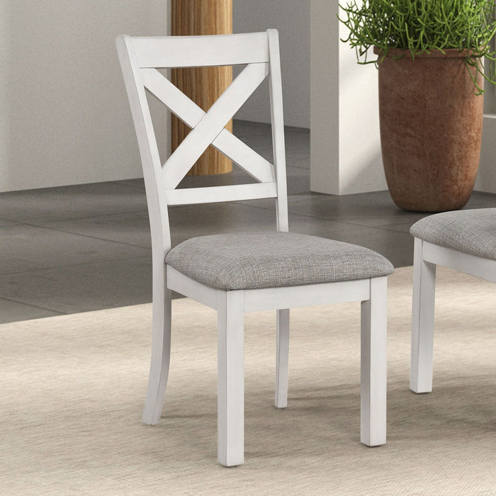 Dining Chairs With Cross Back, Cushion Seat (Set of 2) - White