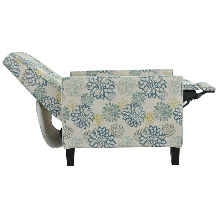 Upholstered Push Back Recliner Chair For Living Room - Blue