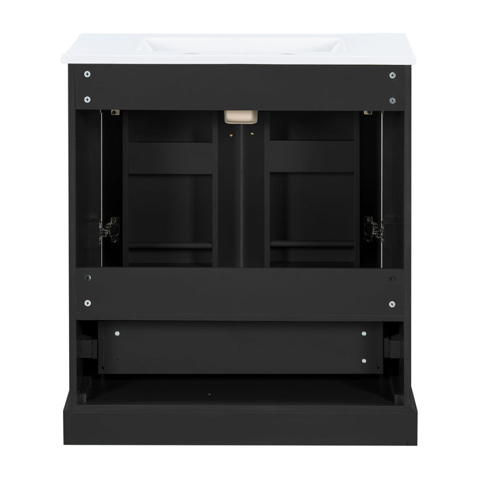 Bathroom Vanity With Sink, 1 Divided Drawer And 2 Soft Close Doors With Double Shelf