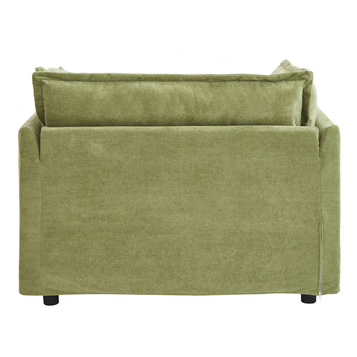 Modern Cozy Upholstered Armchair Sofa With Movable Ottoman