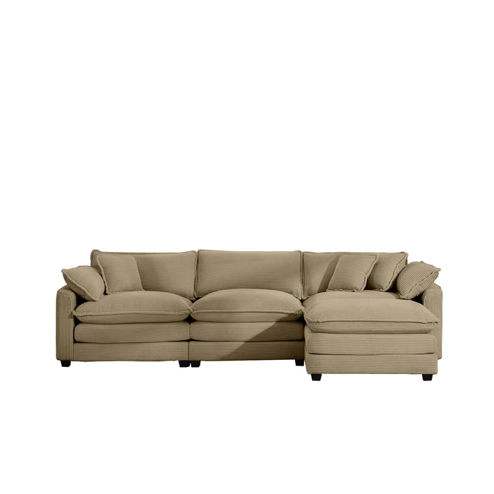 Oversized Modular Cushion Sofa With Ottoman, Low Back, Deep Seating Sofa Set