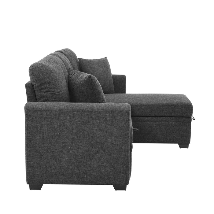 Upholstered Sectional With Pull Out Bed And Chaise Storage