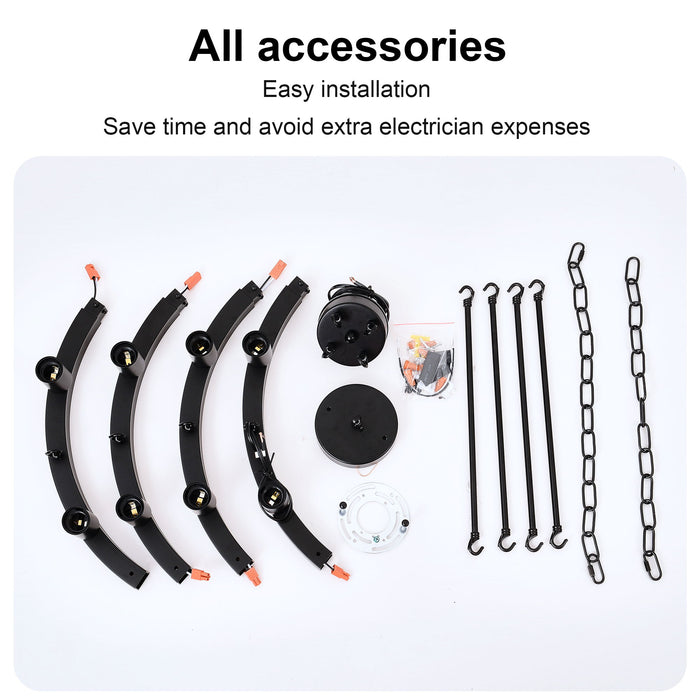 6 Light (No Bulbs) Wagon Wheel Chandelier Farmhouse Modern Small Round Chandelier For Living Room Kitchen Island Foyer Hallway Entryway Bedroom Dining Room Light Fixture Ceiling Hanging - Matte Black