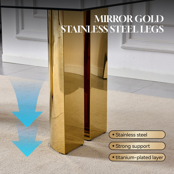 Rectangular Dining Table - Gold / Black