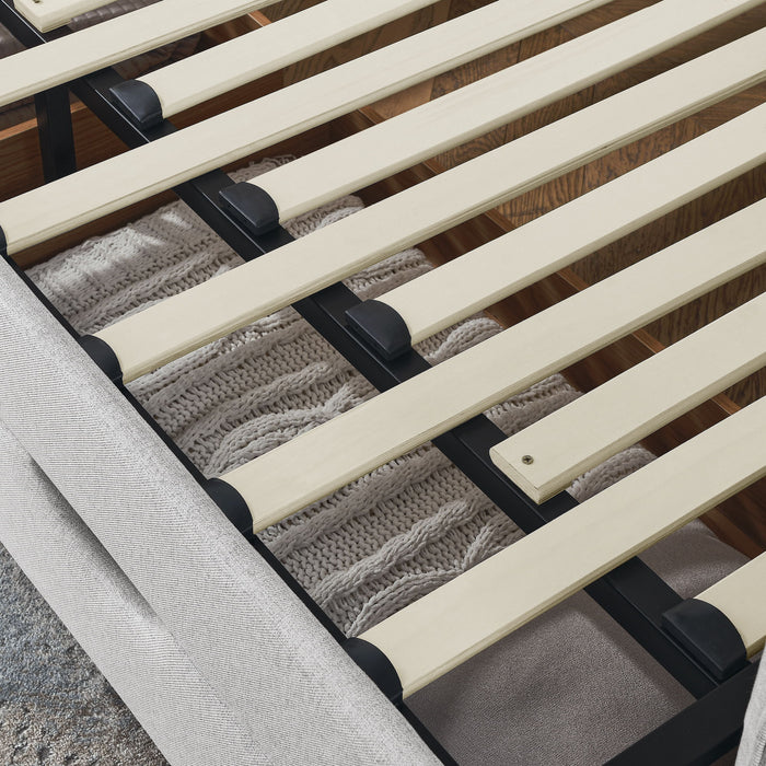 Daybed With Trundle And Storage Drawers, Flat Arms With Pocket
