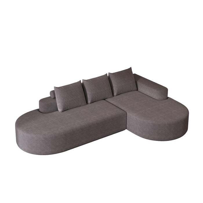 Modern Curved Sofa, L-Shaped Modular Sectional Set With 3 Pillows