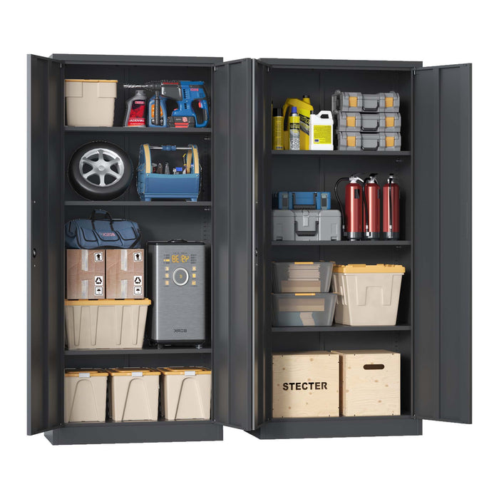Heavy Metal Garage Storage Cabinet With Locking Doors, Steel, Adjustable Shelves