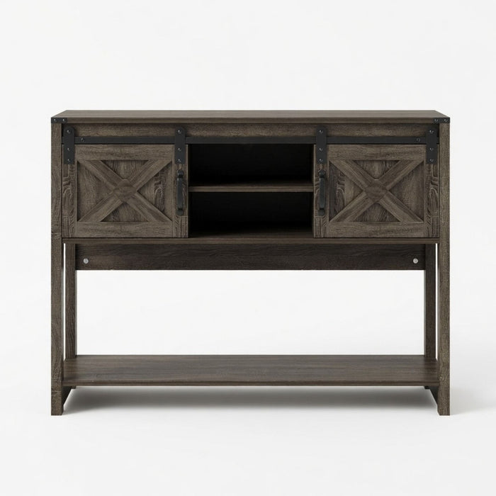 Farmhouse Entryway Table With Sliding Barn Door