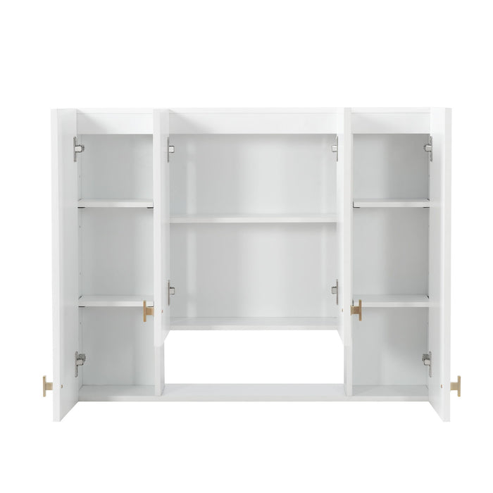 30" Bathroom Cabinet With 5 Adjustable Shelves, Wall Mounted Medicine Cabinet - White
