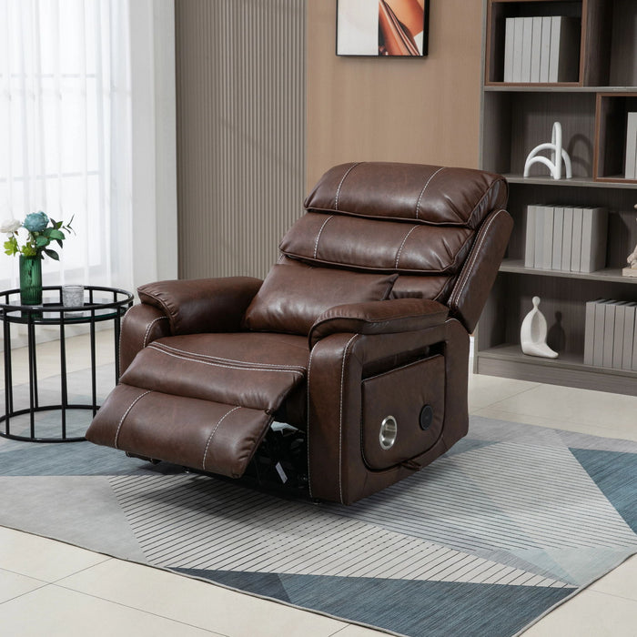 180 Degree Recliner Chair With Wireless Charging, Lumbar Support, And Dual Motor Lift - Brown