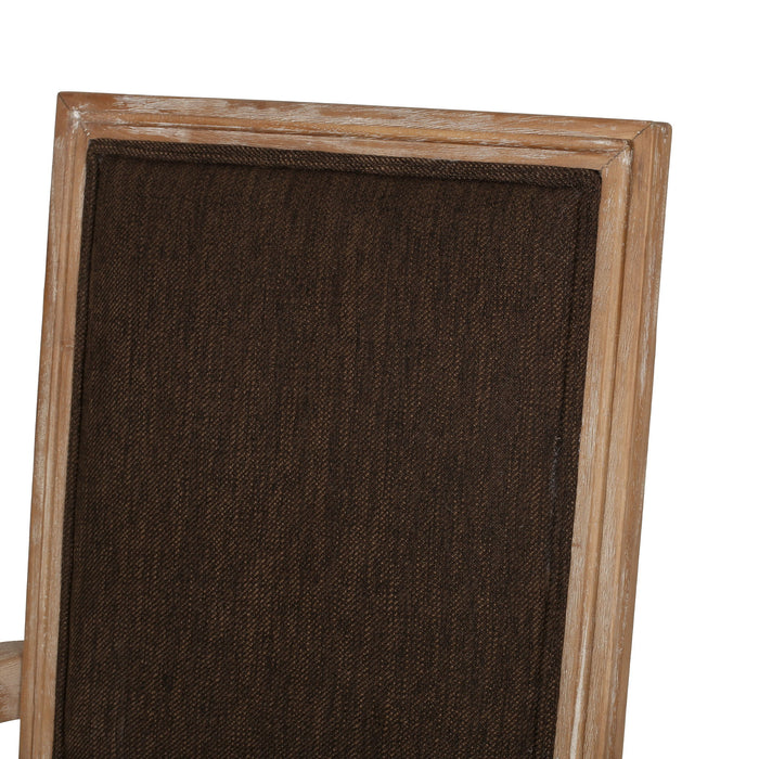 French Country Style Upholstered Dining Chair With Square Backrest