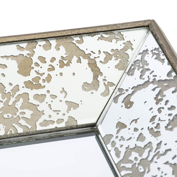 Antique Rectangle Mirror With Floral Accents, Mirrored Display Tray, Hanging Wall Mirror