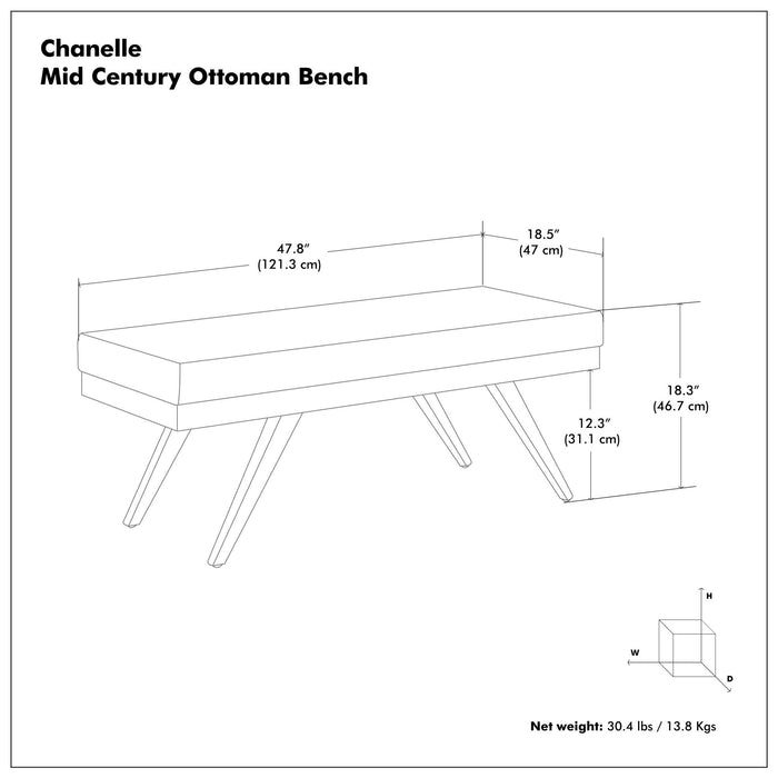 Chanelle - Mid-Century Ottoman Bench