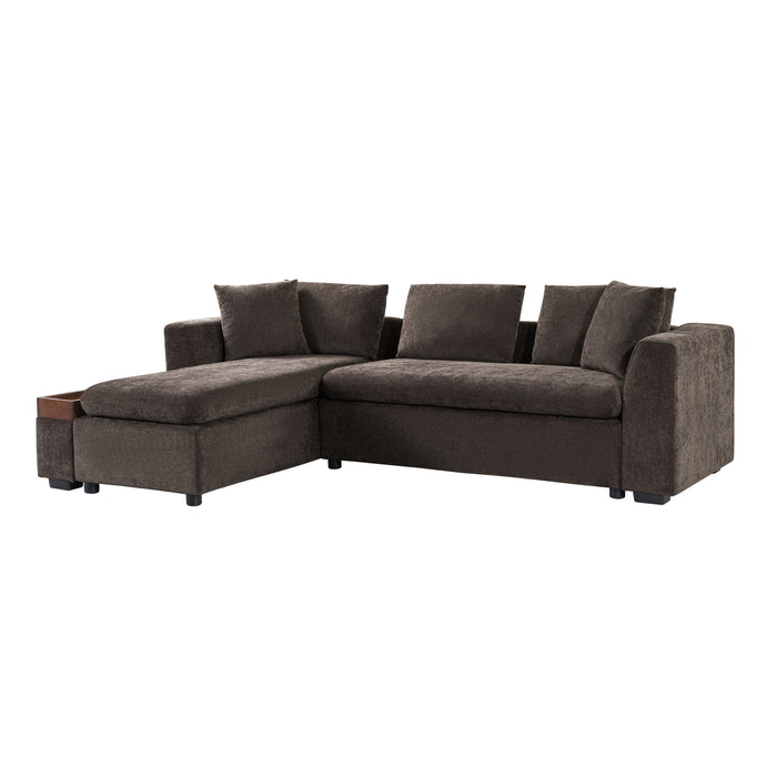 Modern L Shaped Sectional Sofa With Chenille Upholstery And Wooden Storage