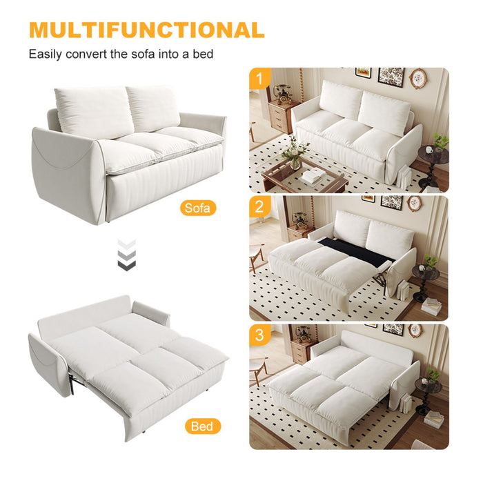 Pull Out Sofa Bed, 3 Seat Convertible Sleeper Sofa With 2 In 1 Pillow And Blanket Set