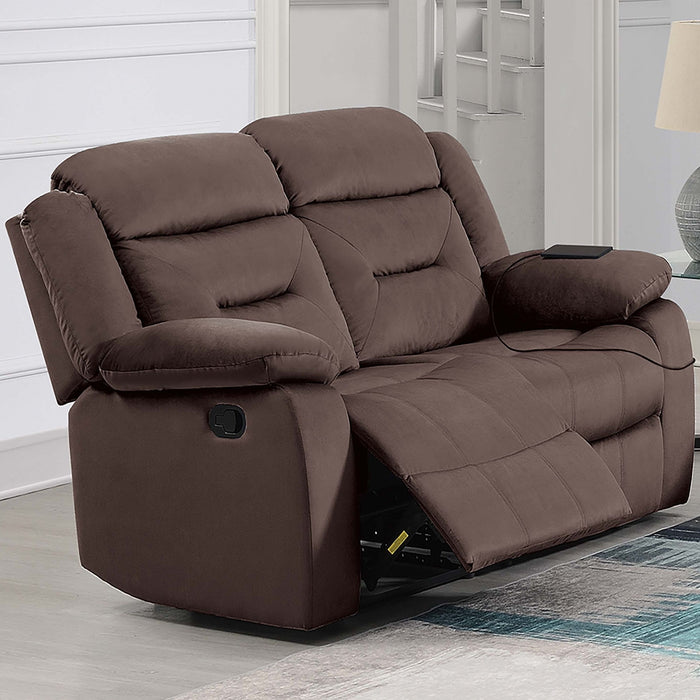 Modern Loveseat With Pillow Arms, Plush Backrest, Horizontal Tufting, USB Port