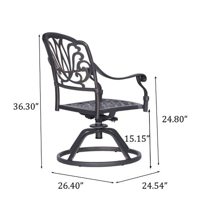 Round 48.03" Long Aluminum Dining Set With Cushions
