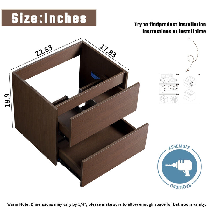 Bathroom Vanity With Basin Wall Hang Storage - Brown / Brown / White