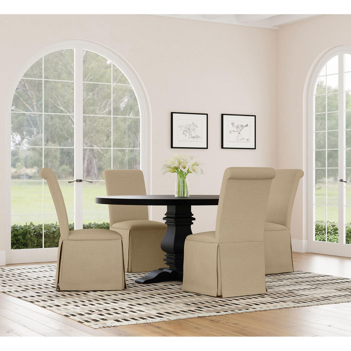 Allende - Round Dining Pedestal Table With Carved Base - Black