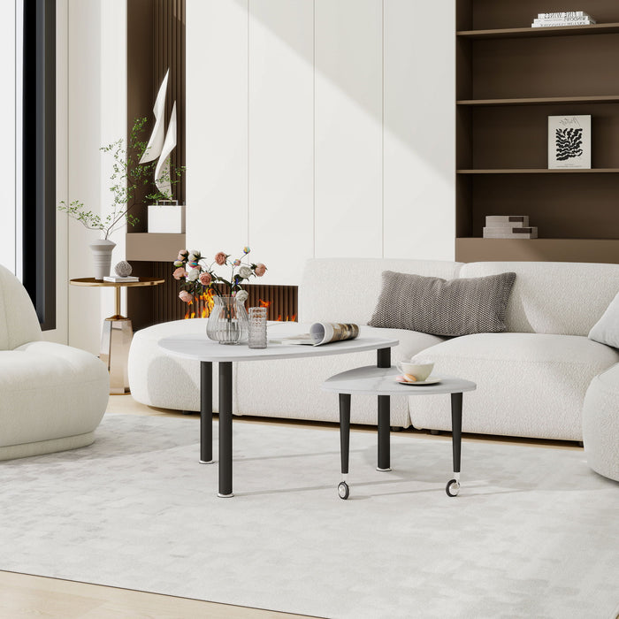 360 Degree Rotatable Coffee Table With Solid Legs