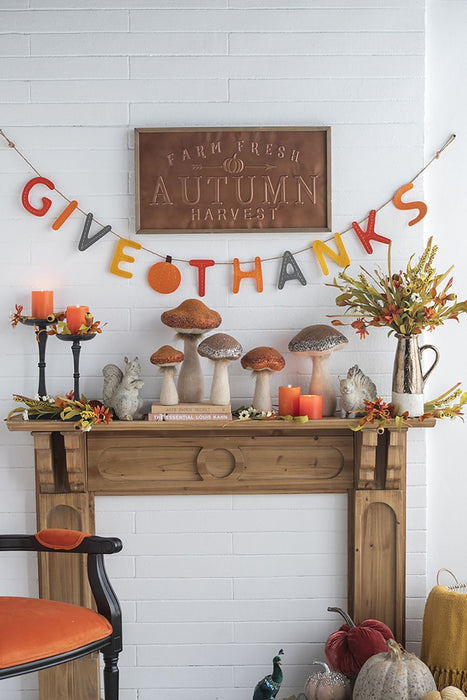 Mushroom Holiday Ornament, For Harvest Festival Fall Festival & Thanksgiving Table Decorations (Set of 2) - Beige / Orange