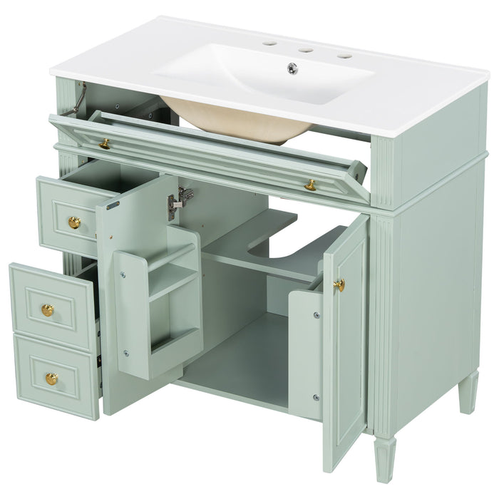 Bathroom Vanity With Sink, 3 Drawers & 2 Doors