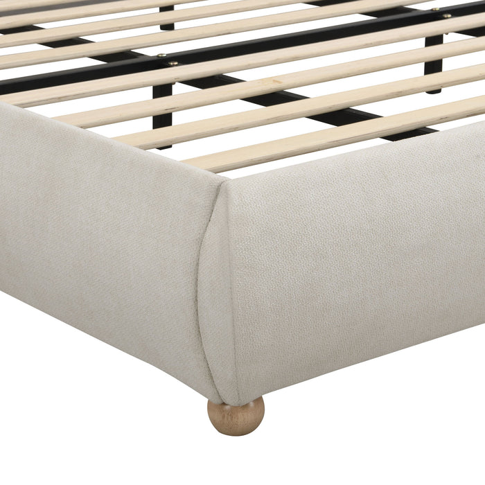 Upholstered Platform Bed Frame With Curved Headboard